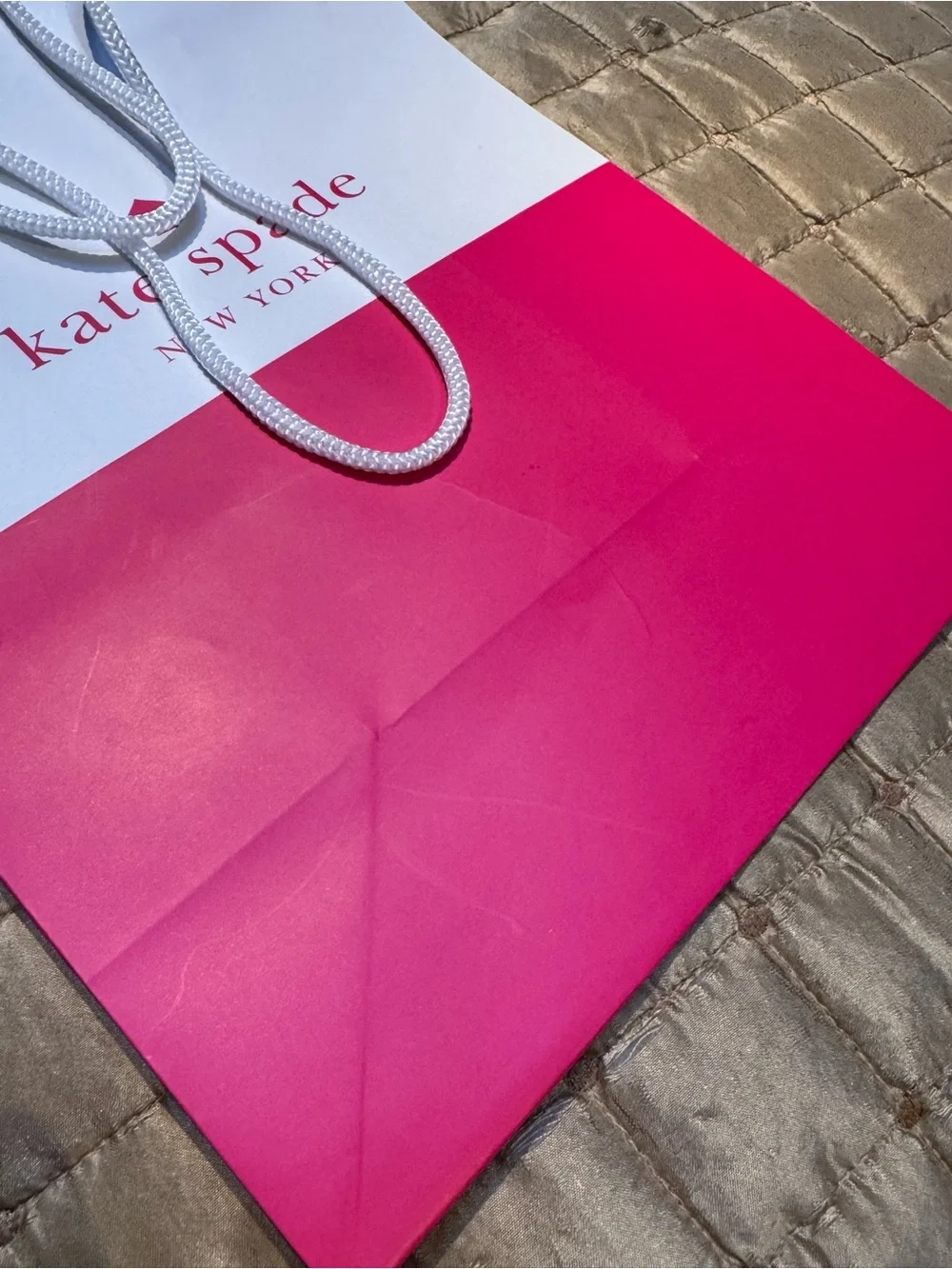 Kate Spade White and Hot Pink Two-Tone Gift Bag
